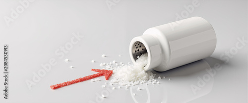 Salt Shaker with Red Arrow Shadow for Healthy Diet Nutrition Blogs and World Hypertension Day Infographics