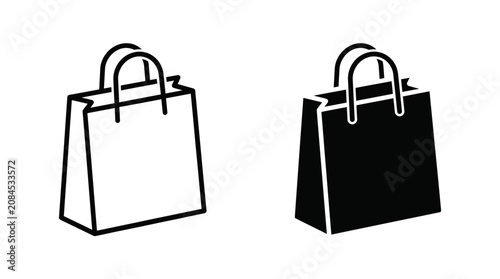 Tableau sur toile Minimalist Shopping Bag Icon Set for E-commerce and Retail Store Business