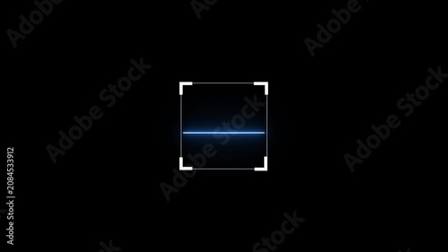Scanner frame animation with digital scan indicator. Scanning animation showing detection and analysis process. Minimal scanner icon motion for security, system and technology use. Scanning icon