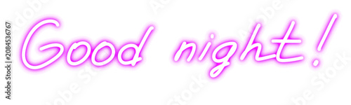 good night phrase with neon effect in pink color in the format png