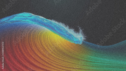 Foto Retro thermal ocean wave with grainy texture, vintage rainbow sea swell, psyched