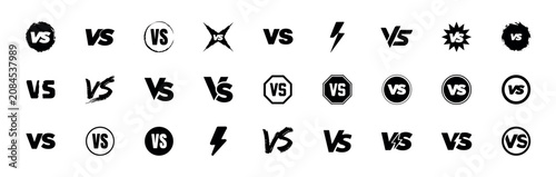 Bild auf Leinwand Collection of versus vs lettering in various styles and shapes on transparent ba