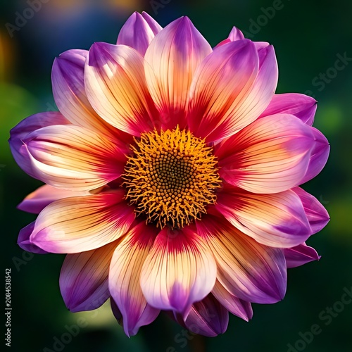 Vibrant, multicolored flower with intricate petals