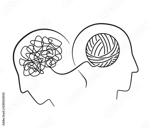Quadro em tela Two heads with one organized and one disorganized thought process