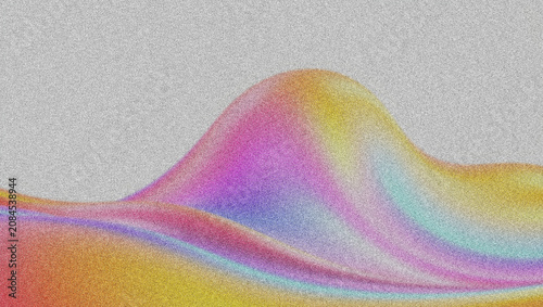 Grainy gradient background with holographic waves, retro lo-fi aesthetic texture, colorful liquid blur wallpaper for digital design 4K grainy texture Background