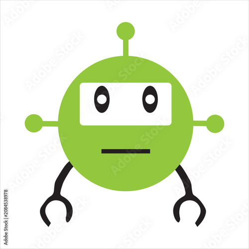 Robot Character Cartoon Vector Illustration on White Background