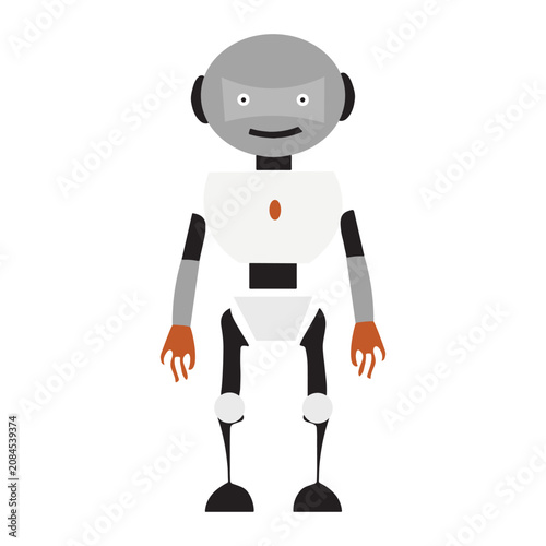 Robot Character Cartoon Vector Illustration on White Background