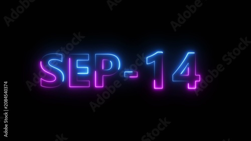 Glowing counting day text number illustration.  Neon calendar date symbol.