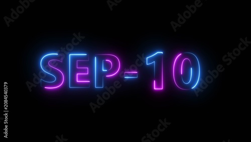 Glowing counting day text number illustration.  Neon calendar date symbol.