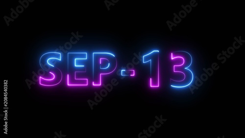 Glowing counting day text number illustration.  Neon calendar date symbol.