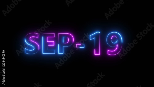 Glowing counting day text number illustration.  Neon calendar date symbol.