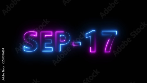 Glowing counting day text number illustration.  Neon calendar date symbol.