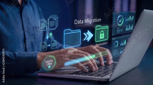Bild auf Leinwand Secure Data Migration And Enterprise Information Transfer System For Cloud Integ