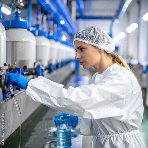 Scientist in protective gear conducting lab research.