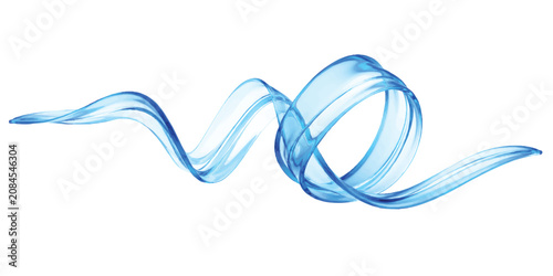 Canvastavla Abstract Blue Transparent Glass Ribbon Loop Wave Isolated on White Background, F
