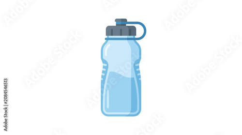 Blue Plastic Sports Water Bottle with Loop Flat Illustration