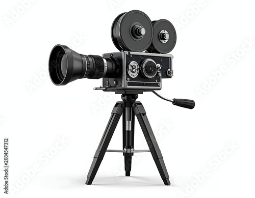 Professional studio video camera on tripod setup.