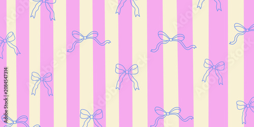 Foto Striped ribbon bows seamless pattern