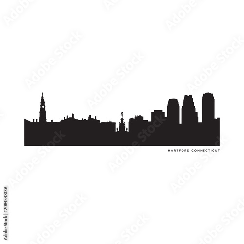 Hartford Connecticut skyline silhouette against a white background