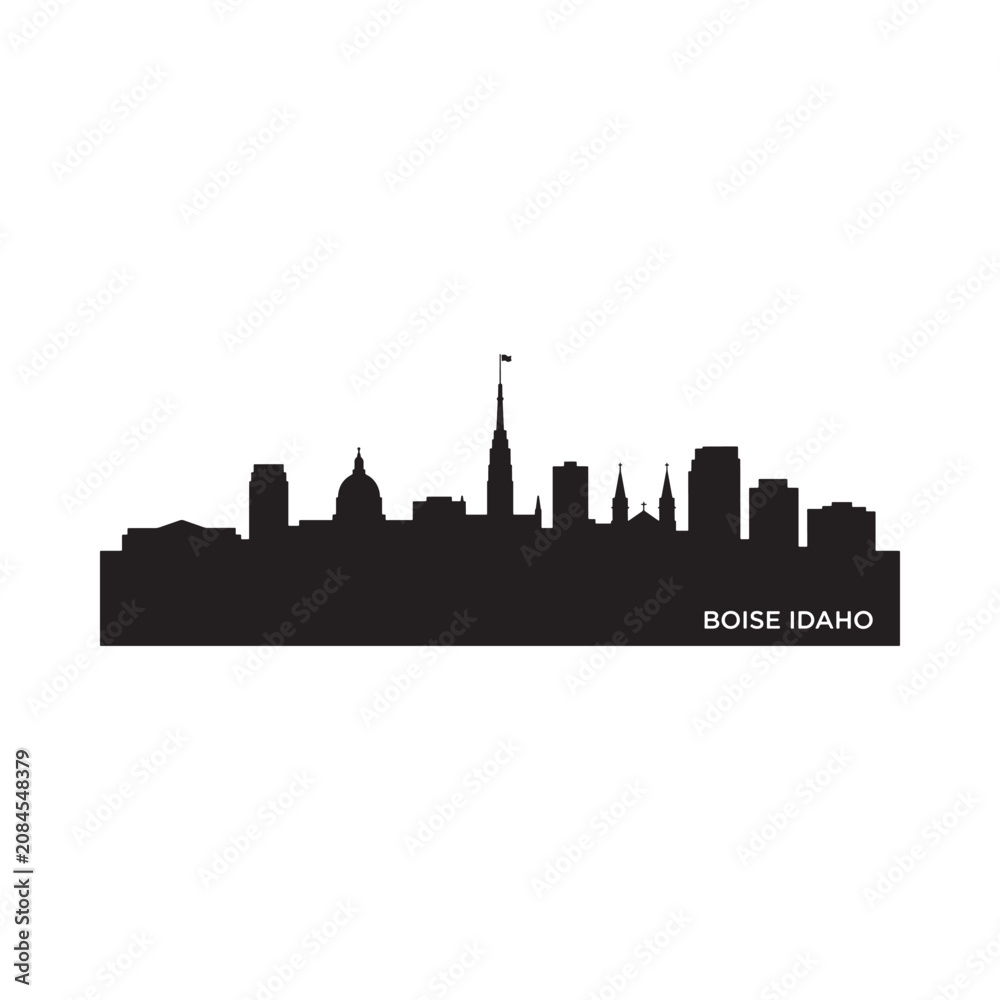 Fototapeta premium Boise Idaho city skyline silhouette against a white background