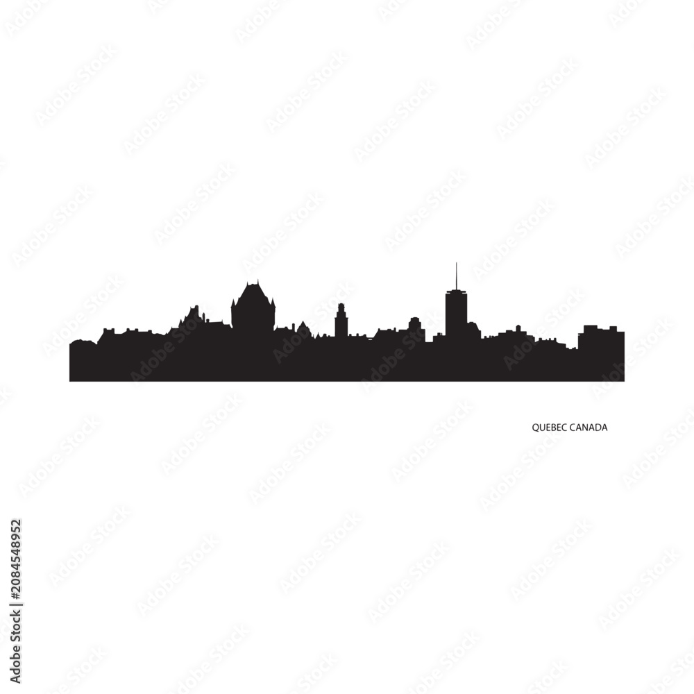 Fototapeta premium Quebec city skyline silhouette against a white background