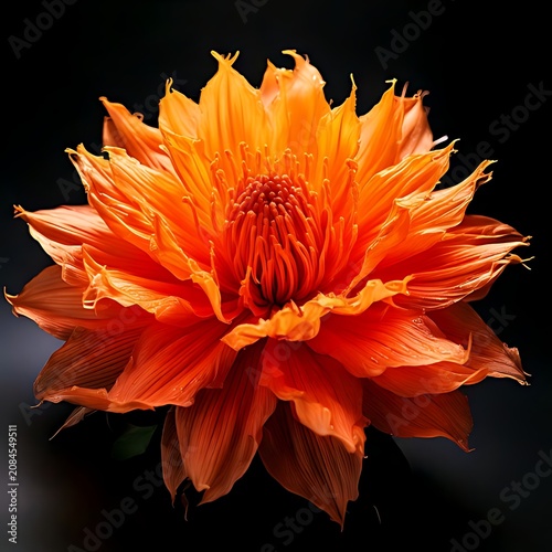 Vibrant orange bloom against dark background