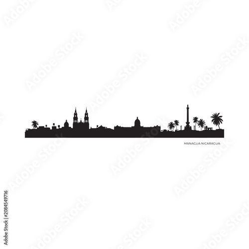 фотографія Managua Nicaragua skyline silhouette against a white background