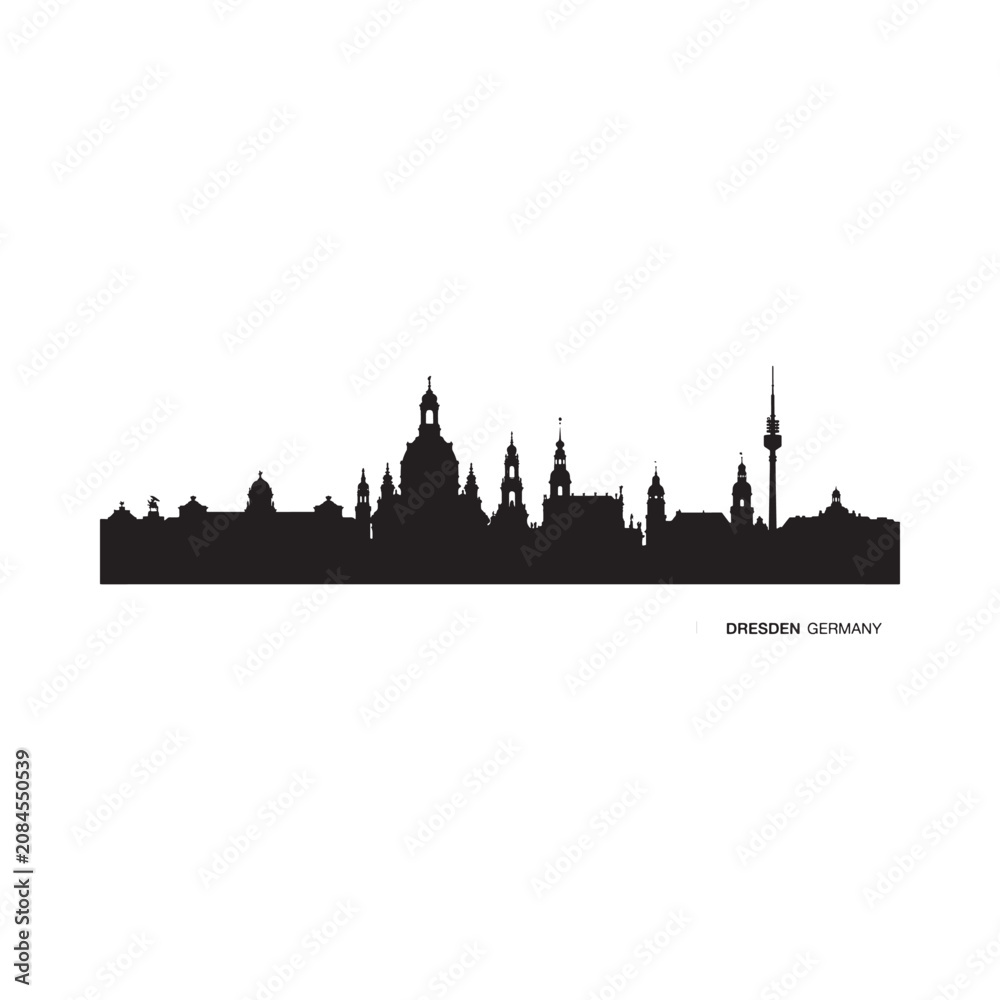 Fototapeta premium Dresden germany skyline silhouette against a white background