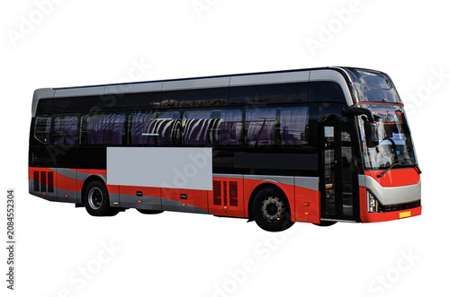 Red bus for tourism to traveler groups isolated on transparent background.
