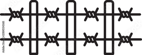 Photography Fence barbed wire outline icon with editable stroke
