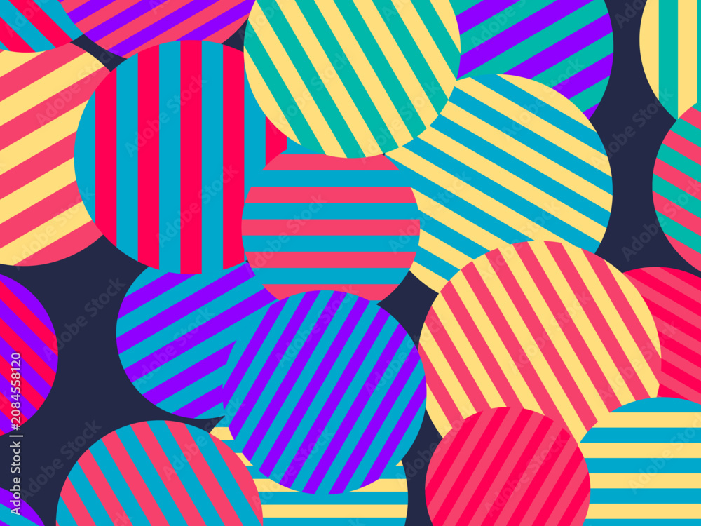 Obraz premium Vibrant Round Shapes Bold Stripe Pattern Background