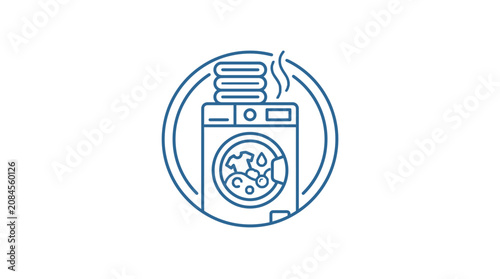 Stacked washing machine and dryer household appliance icon.
