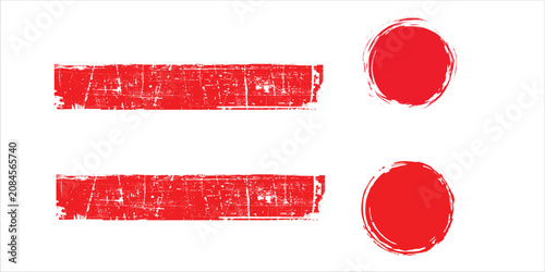 Red Grunge Bullet List Icons With Rough Brush Circles And Distressed Rectangles For Design