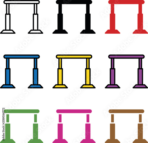 Canvastavla Colorful illustrations of various barricades in different colors on white backgr