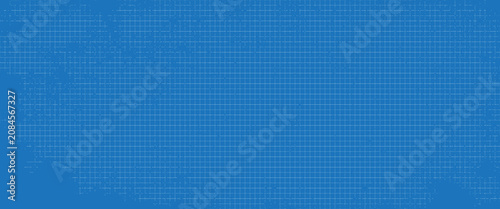 Blue print grid worksheet template. Checkered blank page layout for notebook, cutting mat, office work, drafting, plotting, memos, engineering schemes or architecting measuring. Vector illustration