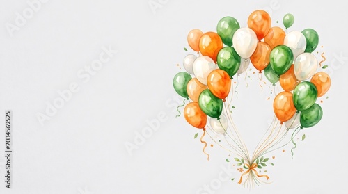 Floating watercolor balloons for Irish celebration and festive events