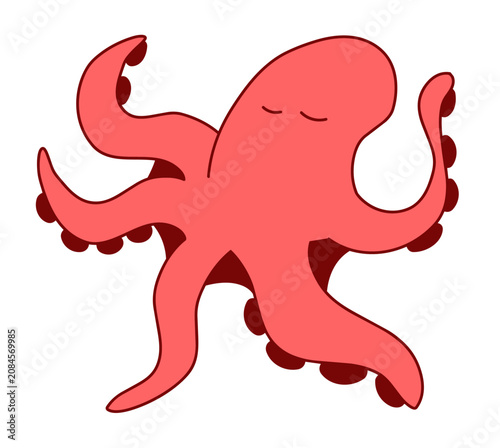 Cute octopus cartoon illustration with playful pose and friendly sea creature style.