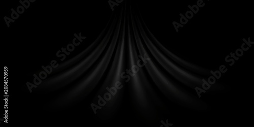 Canvas Print Luxury black satin fabric background with elegant smooth curtain drapery folds f