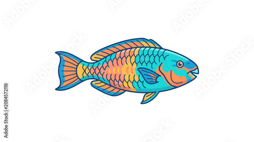 Vibrant Parrotfish Illustration - Colorful Tropical Marine Life