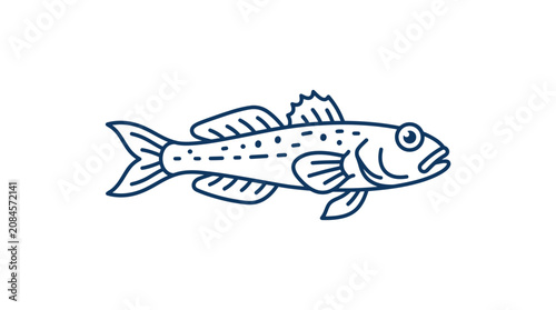 Simple Line Art Illustration of a Small Fish with Spots