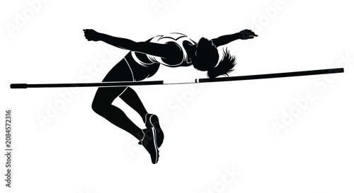 Photos Female High Jumper In Mid Air Black Silhouette