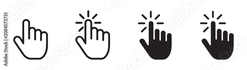 Clicking cursor and hand pointer icons set for web design and digital interface user interactions now.