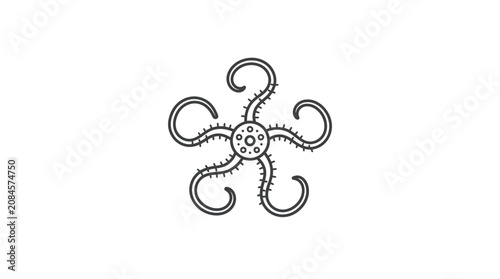 Stylized Ophiuroidea Starfish, Brittle Star Illustration, Marine Life Icon