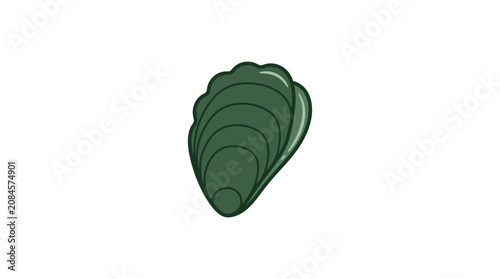Green Mussel Shell Icon Isolated on White Background, Seafood Ingredient, Marine Life