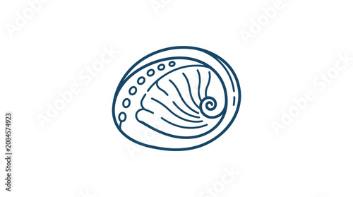 Minimalist Outline Drawing of an Abalone Shell on White Background