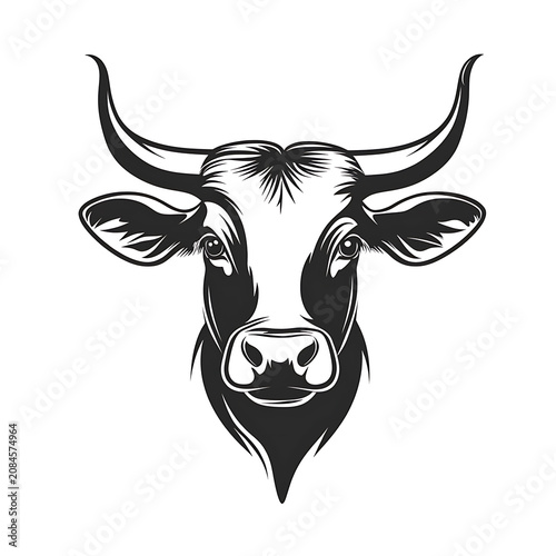 Minimal cow line art vector