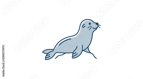 Cute Cartoon Seal Illustration on White Background