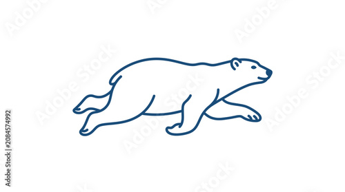 Minimalist Line Art Polar Bear Running