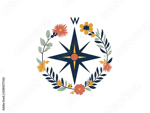 Decorative floral arrangement with blooming flowers and natural foliage