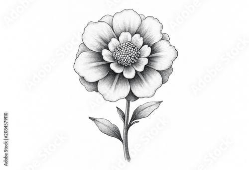 Detailed Pencil Sketch of a Daisy Flower